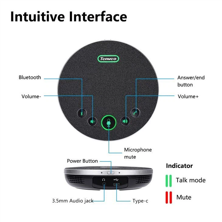 M3B Bluetooth Conference Speakerphone Bluetooth5.0 With Bluetooth Dongle Conference Speaker 5M Voice Pick Up Range For 10 People